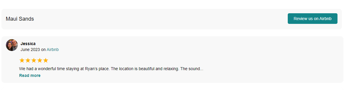 Rentalbell AirBnb Reviews Widget List Layout