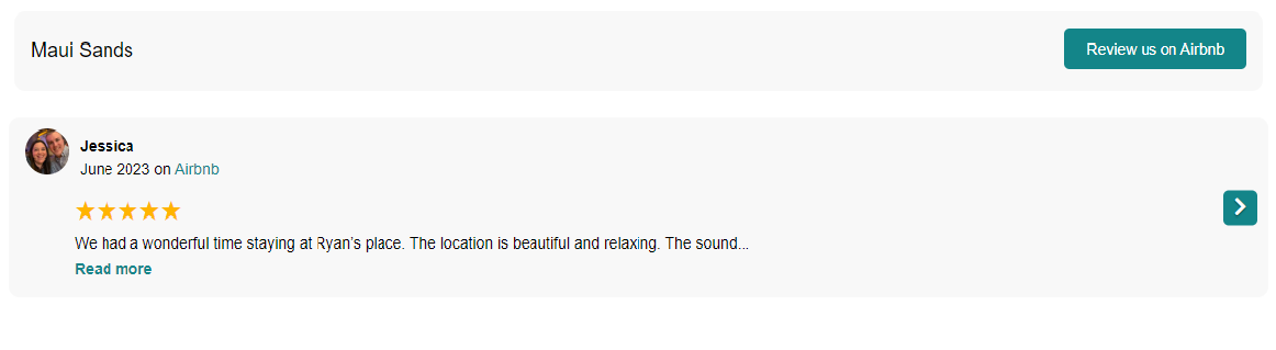 Rentalbell AirBnb Reviews Widget Slider Layout